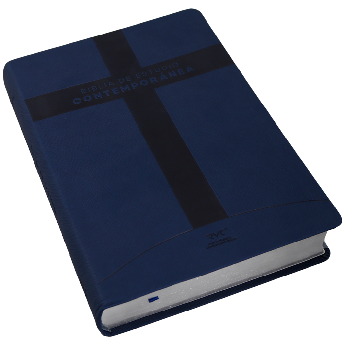 Biblia de Estudio Reina Valera Contemporánea Grande Letra Mediana Imitación Piel Azul Oscuro [RVC086EEC]