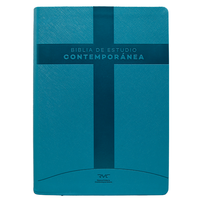 Biblia de Estudio Reina Valera Contemporánea Grande Letra Mediana Imitación Piel Aqua [RVC086EEC]