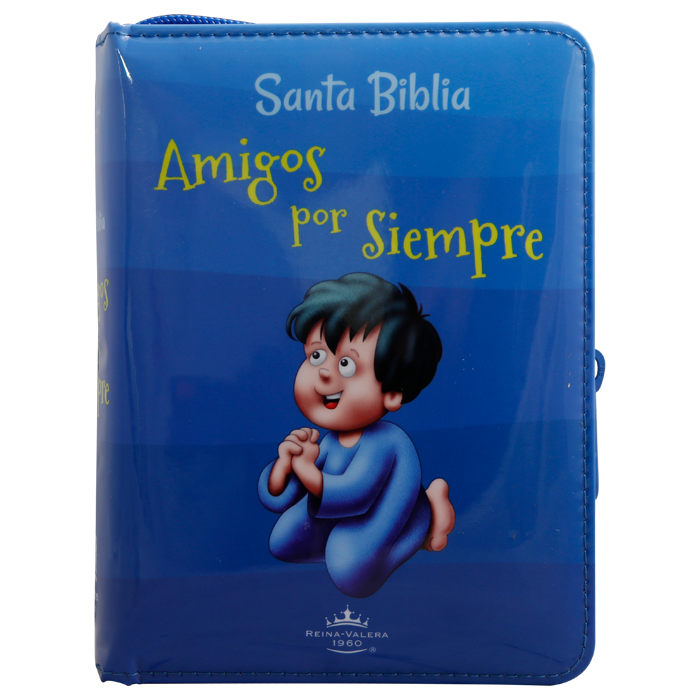 Biblia Infantil Amigos por Siempre Reina Valera 1960 Bolsillo Letra Mediana Vinil Acolchada Azul [RVR022cZaP]