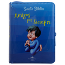 Biblia Infantil Amigos por Siempre Reina Valera 1960 Bolsillo Letra Mediana Vinil Acolchada Azul [RVR022cZaP]