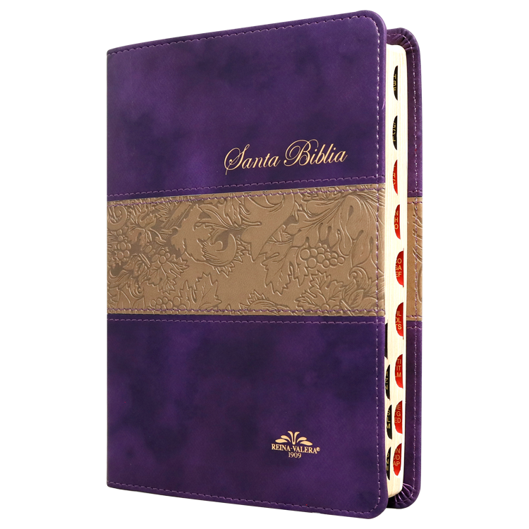 Biblia Reina Valera 1909 Mediana Letra Mediana Imitación Piel Morado Duotono [VR055TI]